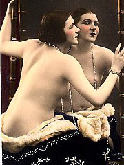Real horny vintage girls in front of a mirror
